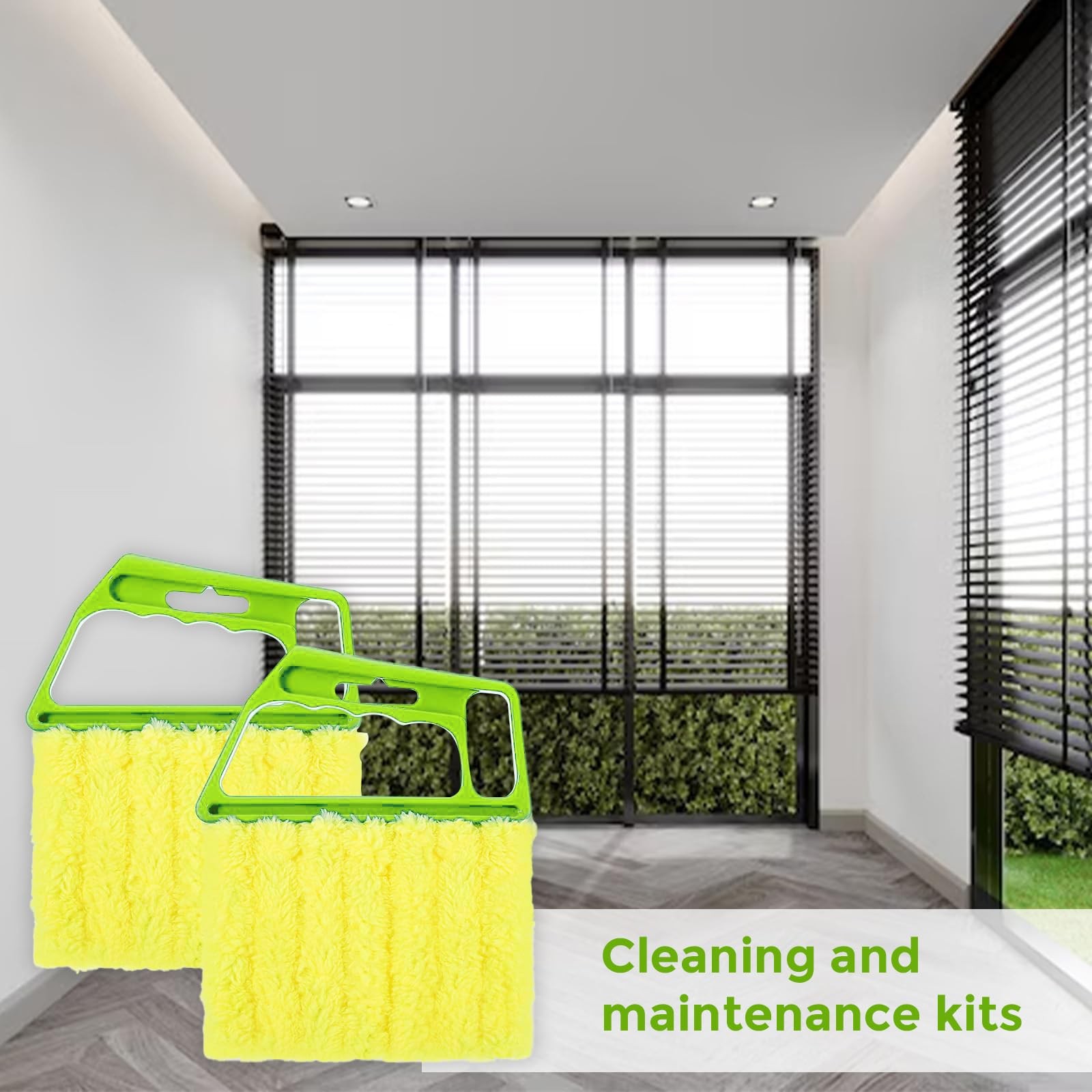 ZDSLASHES 2-Pack Microfiber Blind Cleaner Tools – 7-Finger Washable Green