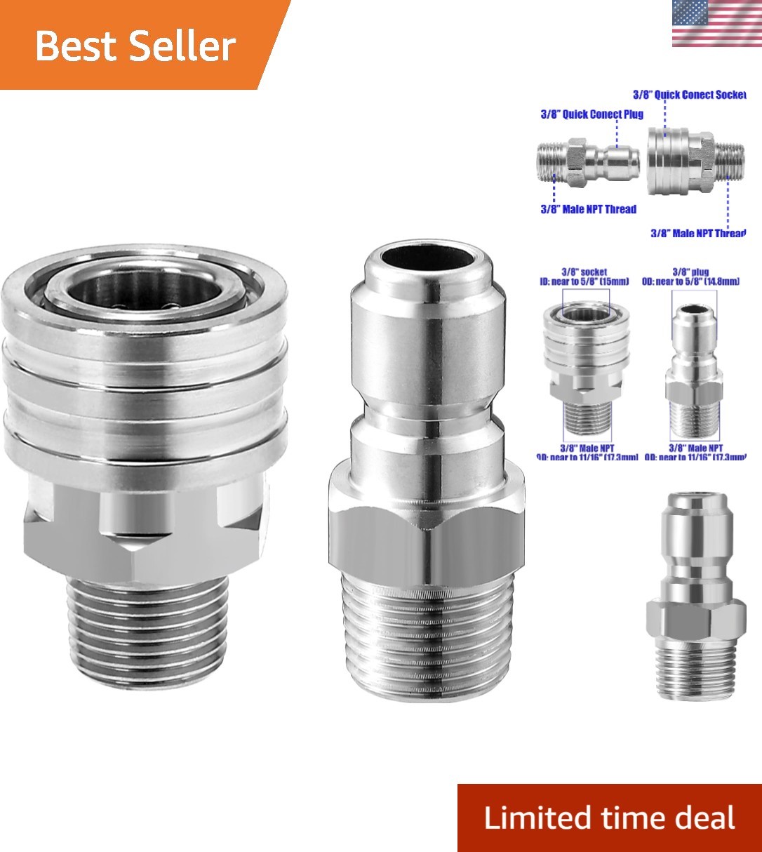 High-Performance Pressure Washer Fittings – 3/8″ Quick Connect & NPT Adapters