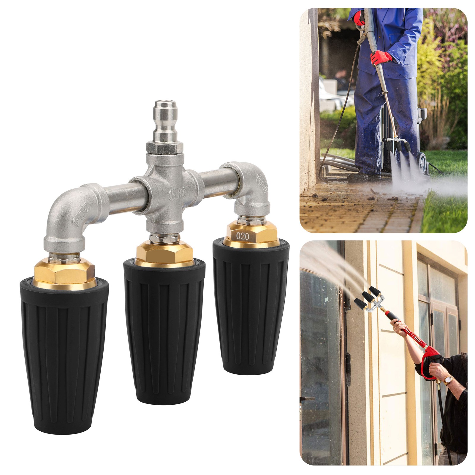 360° Rotating Triple Turbo Nozzle Pressure Washer 4000PSI 1/4″ Quick Connector