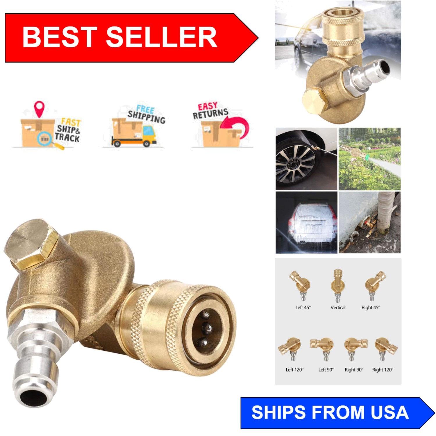 Heavy-Duty Brass and Stainless Steel Nozzle for Efficient High-Pressure Cleaning