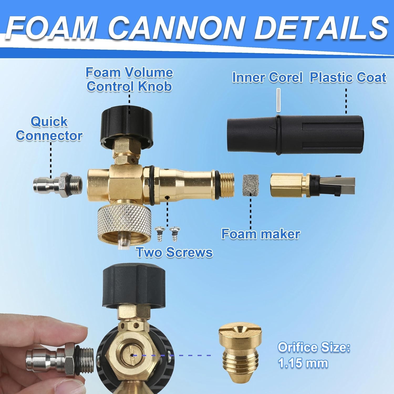Efficient 1 Liter Foam Cannon with Dual Connector & 3000 PSI Pressure Capability