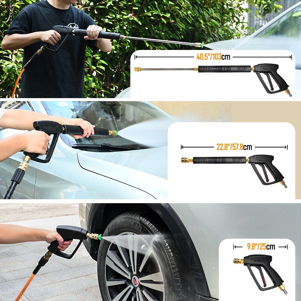 YAMATIC 4000 psi Pressure Washer Gun and 25 ft Flexible Hose 3700 psi