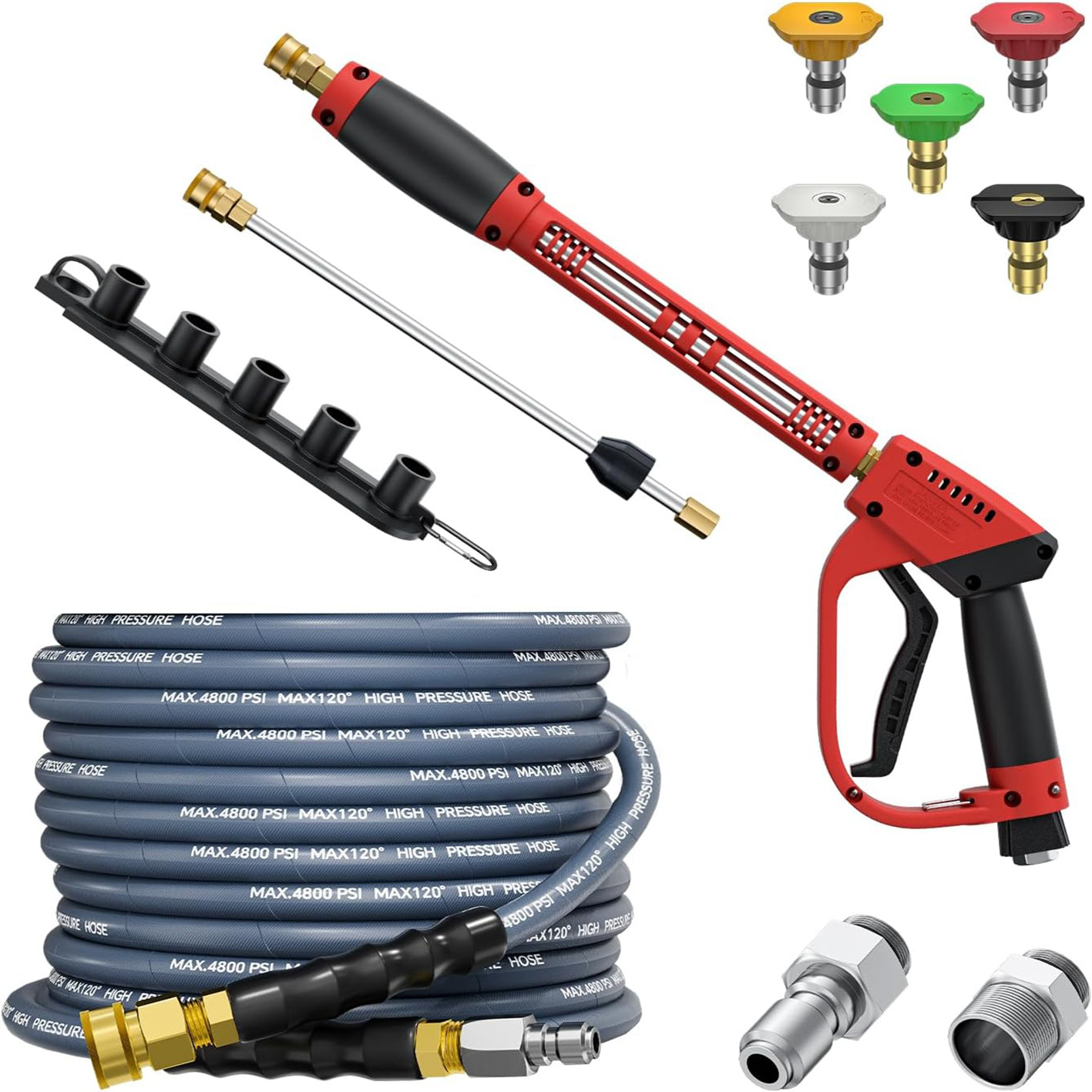 5000PSI Pressure Washer Gun 25FT Pressure Washer Hose Kit W/ 15″ Extension Wand