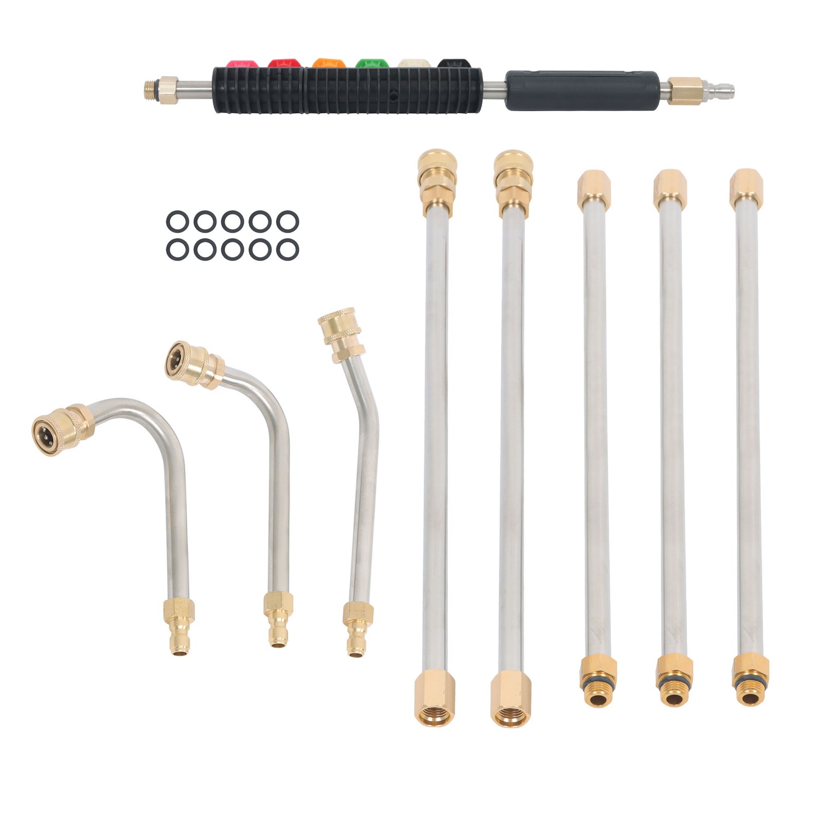 9-Piece Set Of High Pressure Water Gun 1/4’’Quick Connect 4000 PSI Extension Rod