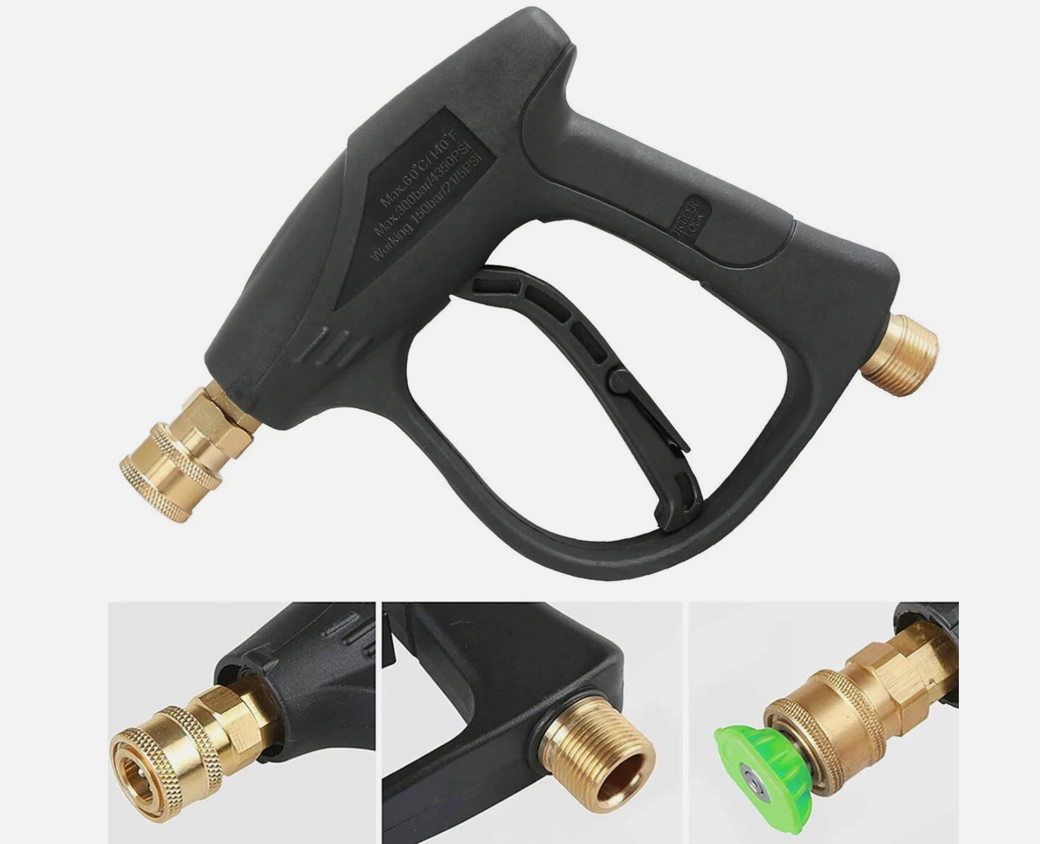 1/4″ High Pressure Washer Gun 4000 PSI Car Wash Foam Spray Short Wand w/5 Nozzle