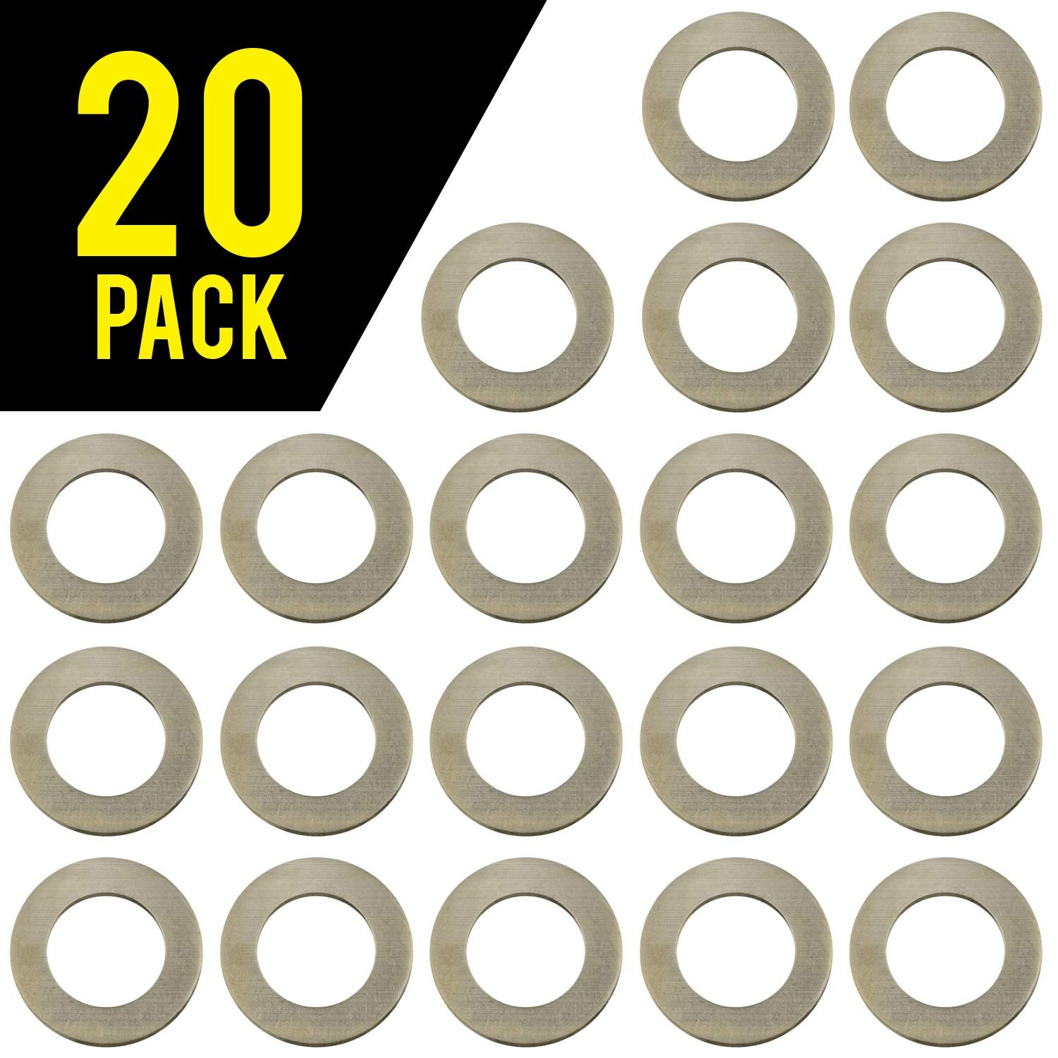 Mission Automotive 20-Pack Oil Drain Plug Crush Washer Kit – 1 inch, silver