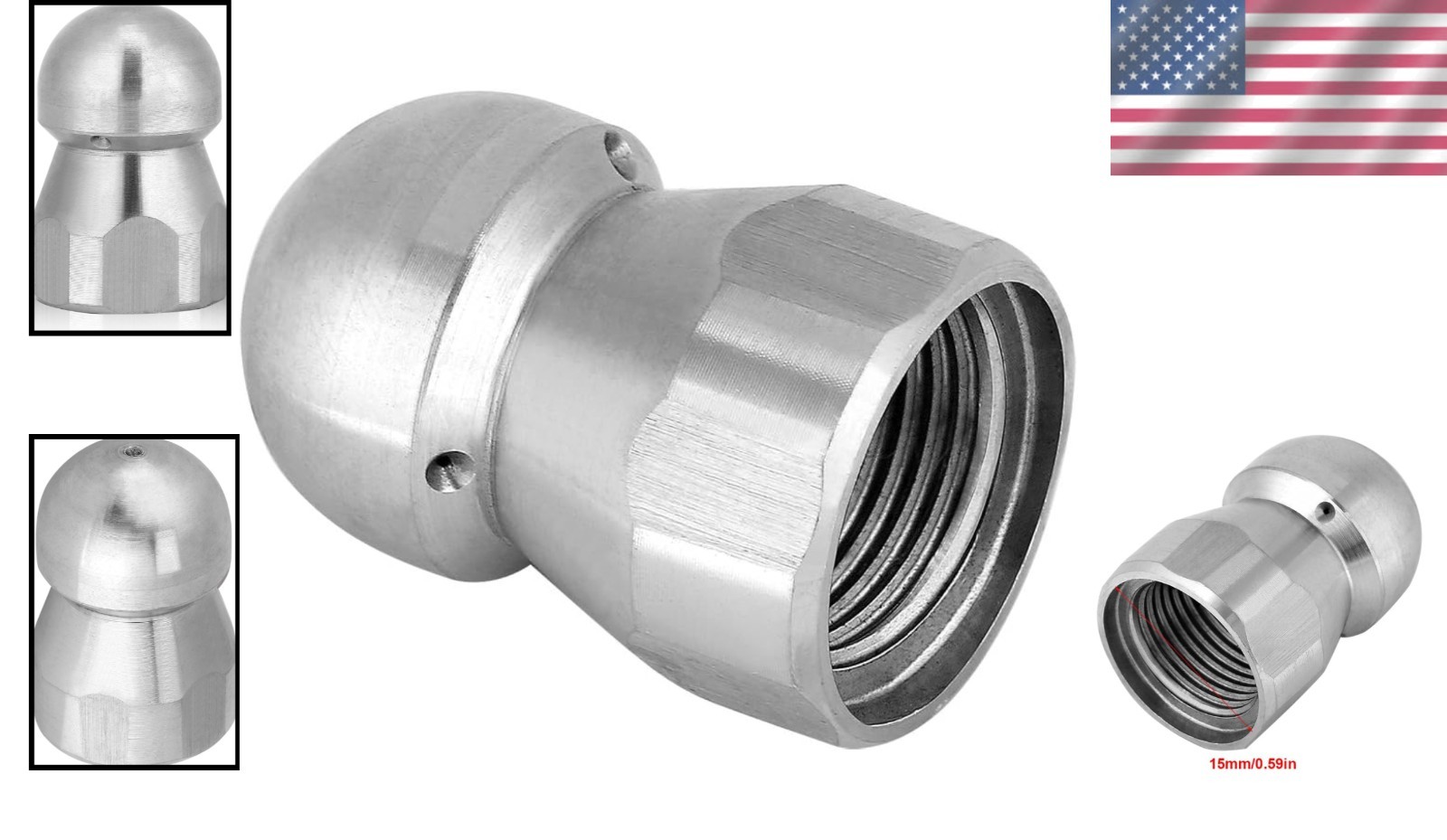 Stainless Steel Sewer Jetter Nozzle Kit 4000 PSI Hydro Jet Drain Cleaning