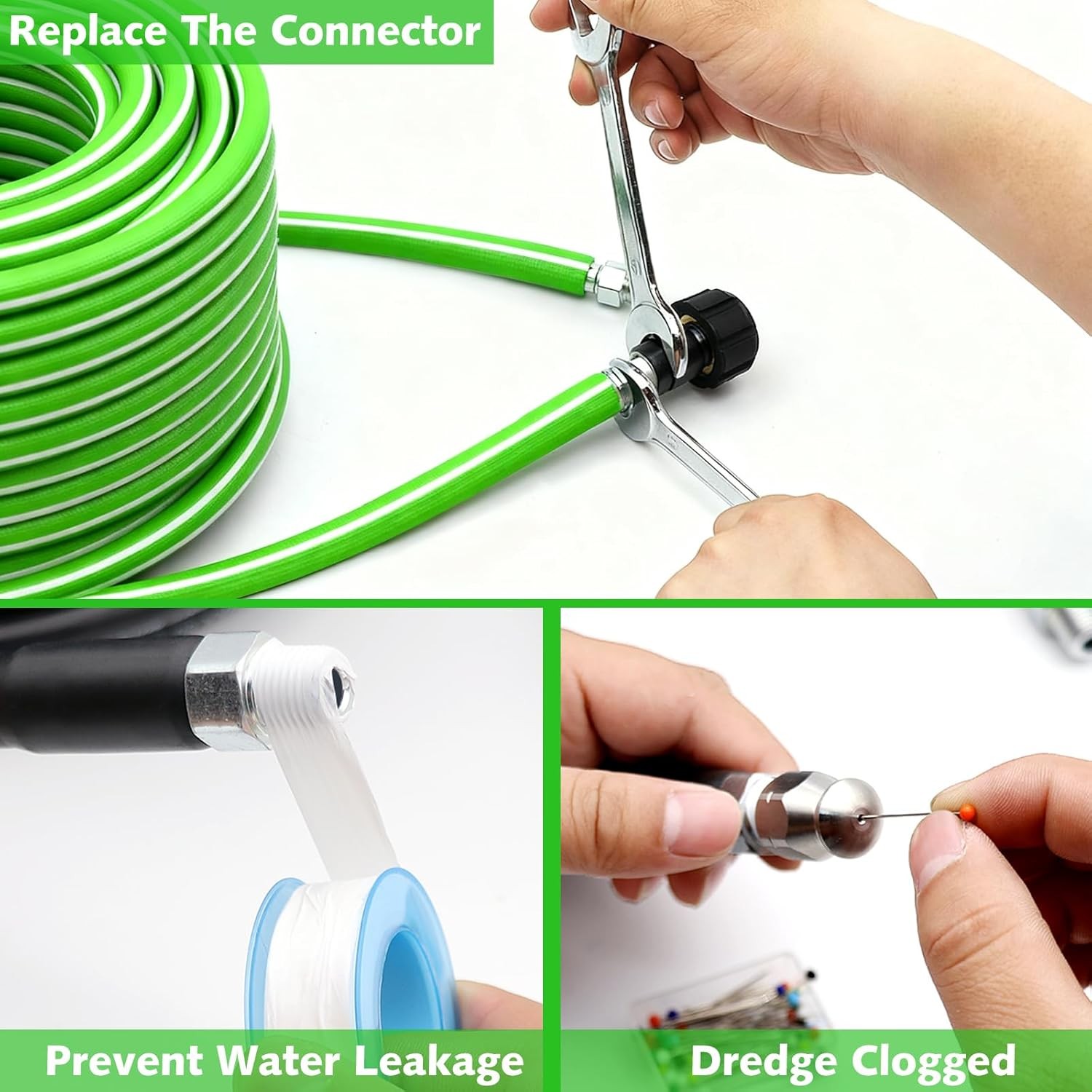 Sewer Jetter Kit 100 FT for Pressure Washer, 5800 PSI Drain Cleaner Hose 1/4 Inc