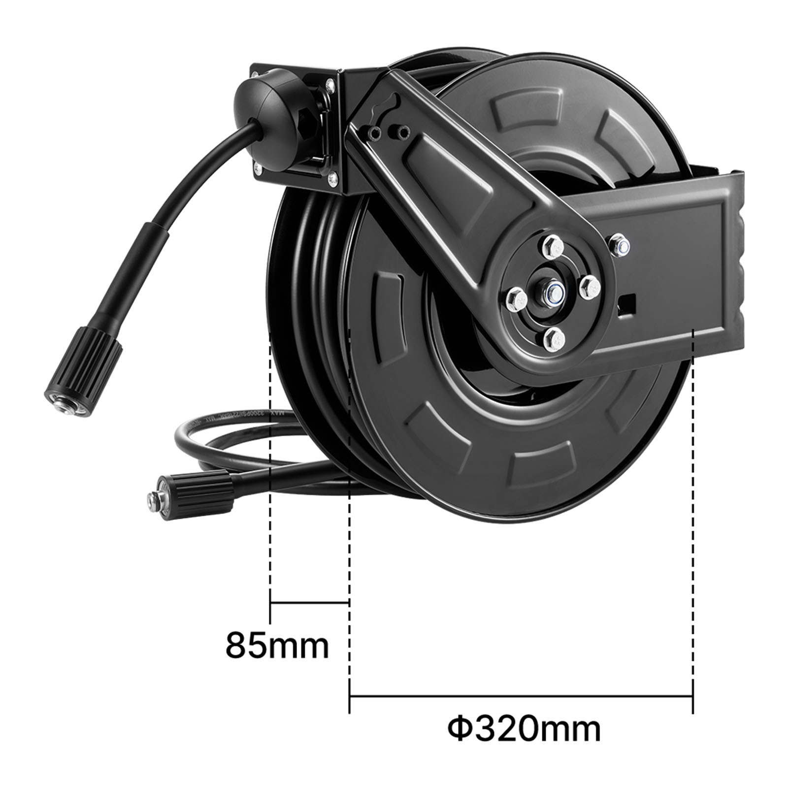 Uimoso Retractable 60ft Pressure Washer Hose Reel, 1/4in, 4000 PSI Auto Rewind