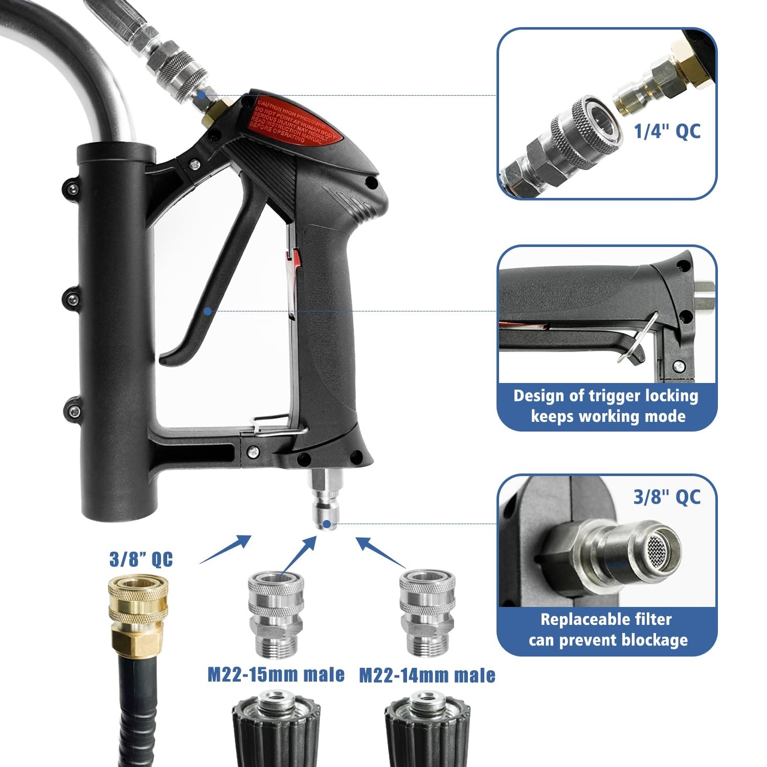 20″ Pressure Washer Surface Cleaner with 4 Wheels,Dual Handle,Stainless Steel…