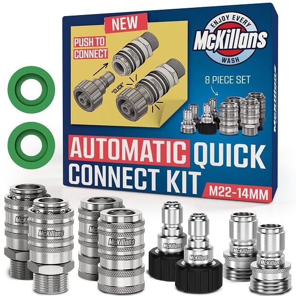 ® 2025 Automatic M22-14mm Pressure Washer Quick Connect Kit – M22 to 3/8 Quic…
