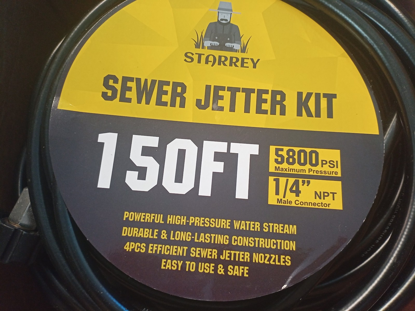 150FT Pressure Washer Drain Jetter Kit – Clear Clogs Up to 5800PSI