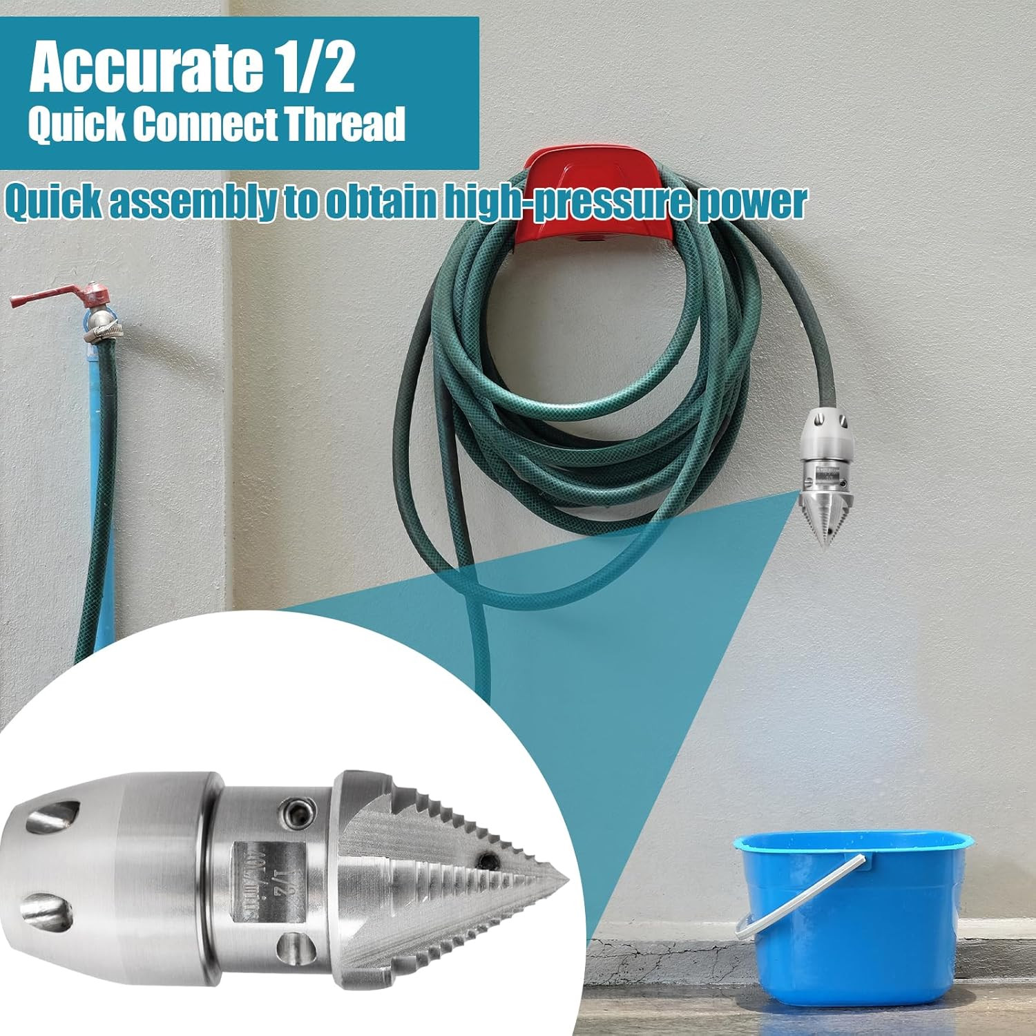 1/2 NPT Sewer Jetter Rotating Nozzle Stainless Steel Drain Pipe Cleaning Tool