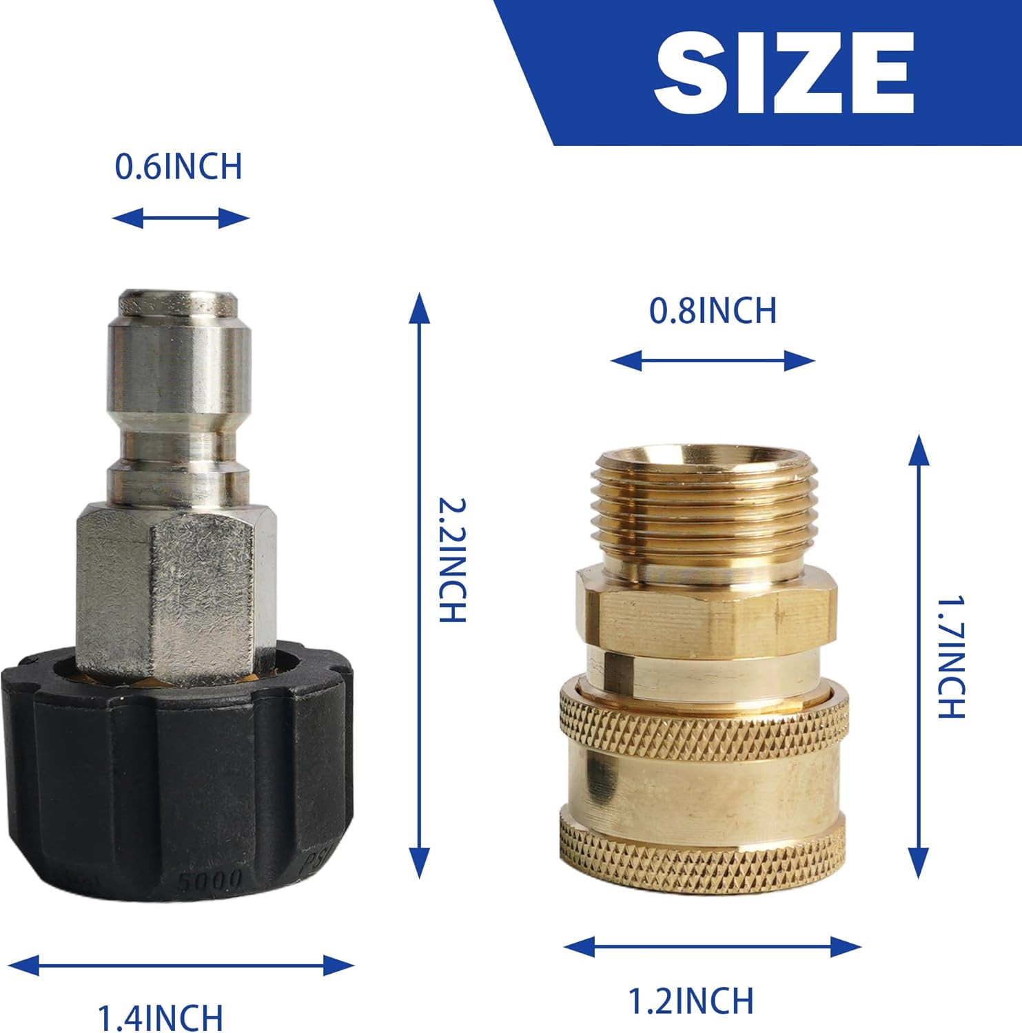 Pressure Washer Quick Connect Fittings M22 14Mm to 3/8 In Power Washer Adapter,