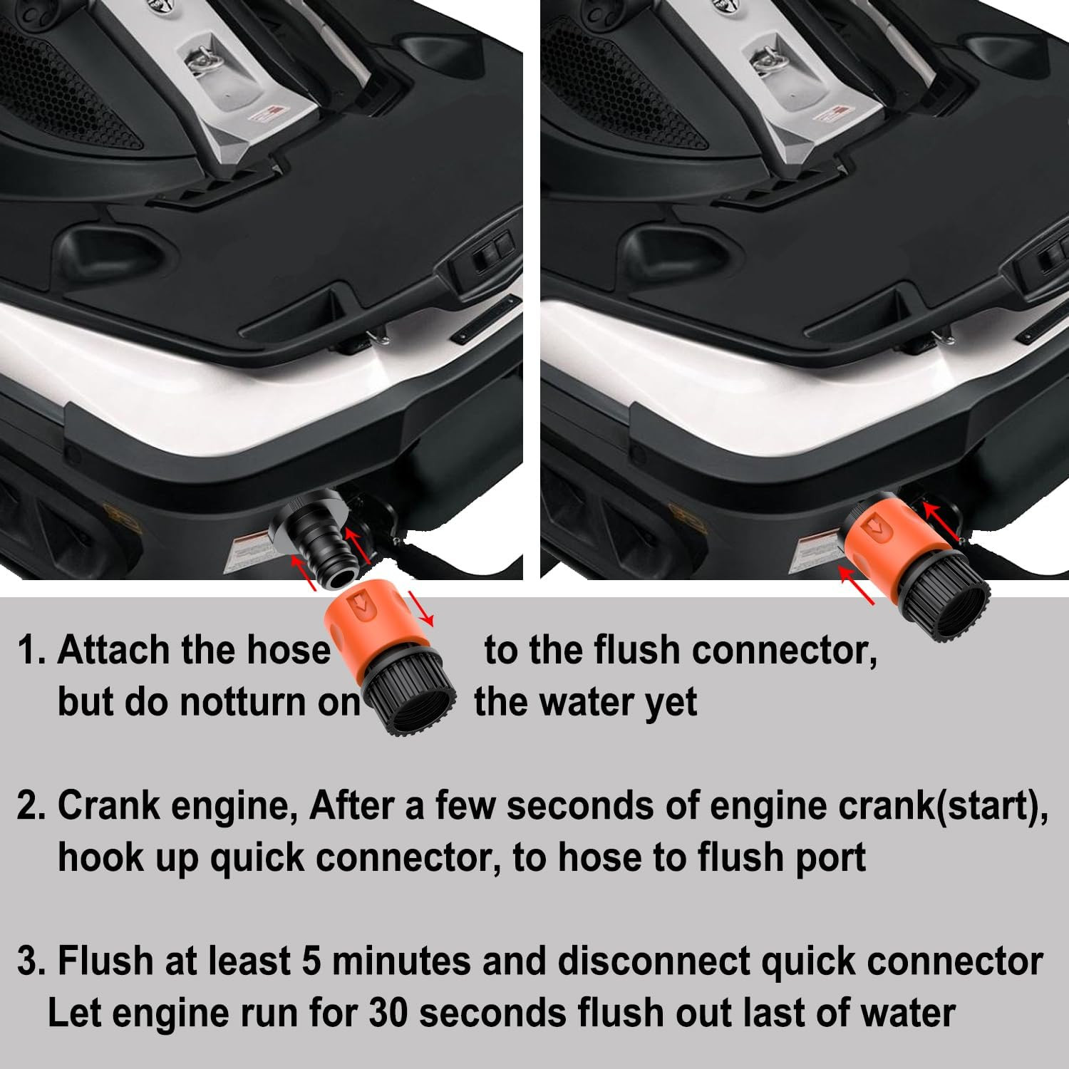 Quick Connect Flush Kit for Sea-Doo (Orange) & Kawasaki, Jet Boat Engine Flush A