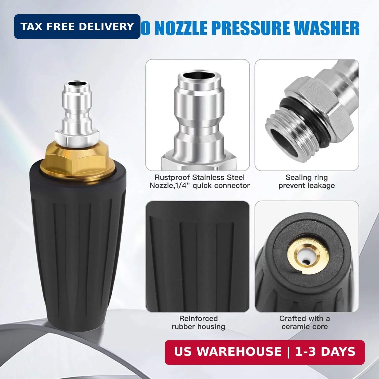 Weslymoo Pressure Washer Spray Nozzle, Power Washer Tips 4000 PSI Max Rotating w