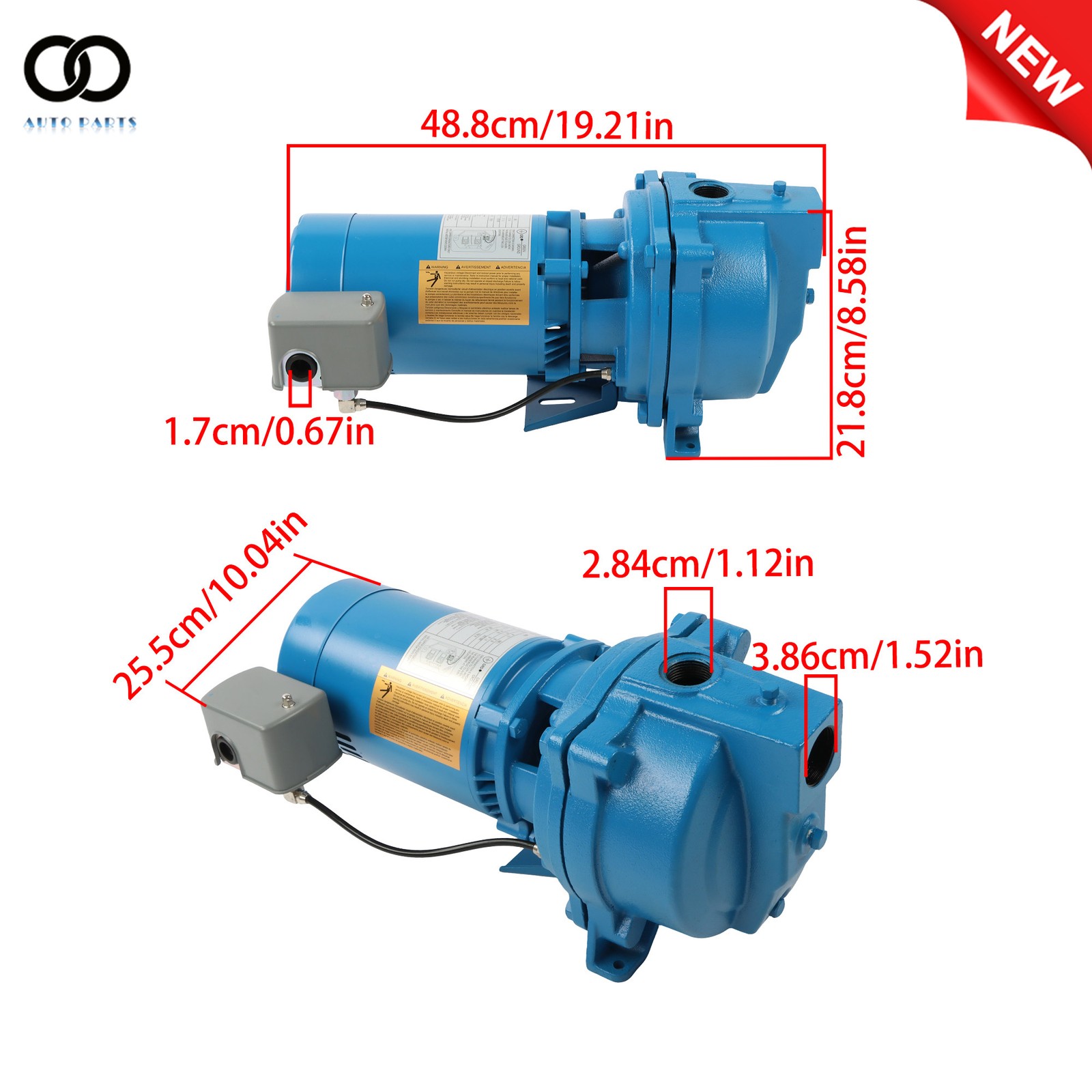 J5S 115/230V 1/2 HP Shallow Water Well Jet Pump 60 Hz Cast Iron 3450 RPM