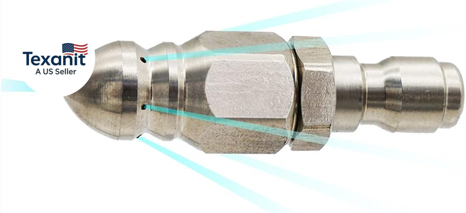 Pressure Washer Sewer Jetter Nozzle with Stainless Steel, Mini Compact Durable S