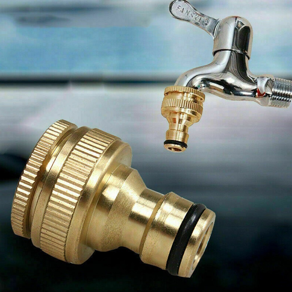 Water Pipe Connector Fitting Adaptor Backyard Quick Connector 3/4in Gold