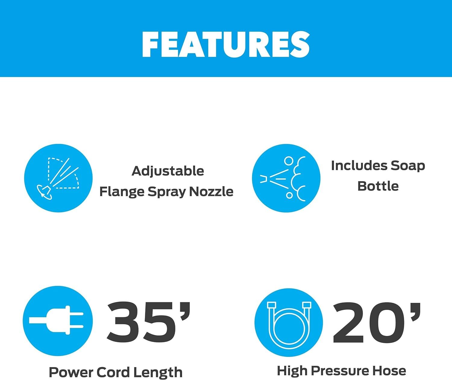 Pulsar PWE2001V Electric Portable High Pressure Washer, PSI 2000, Cleans Cars
