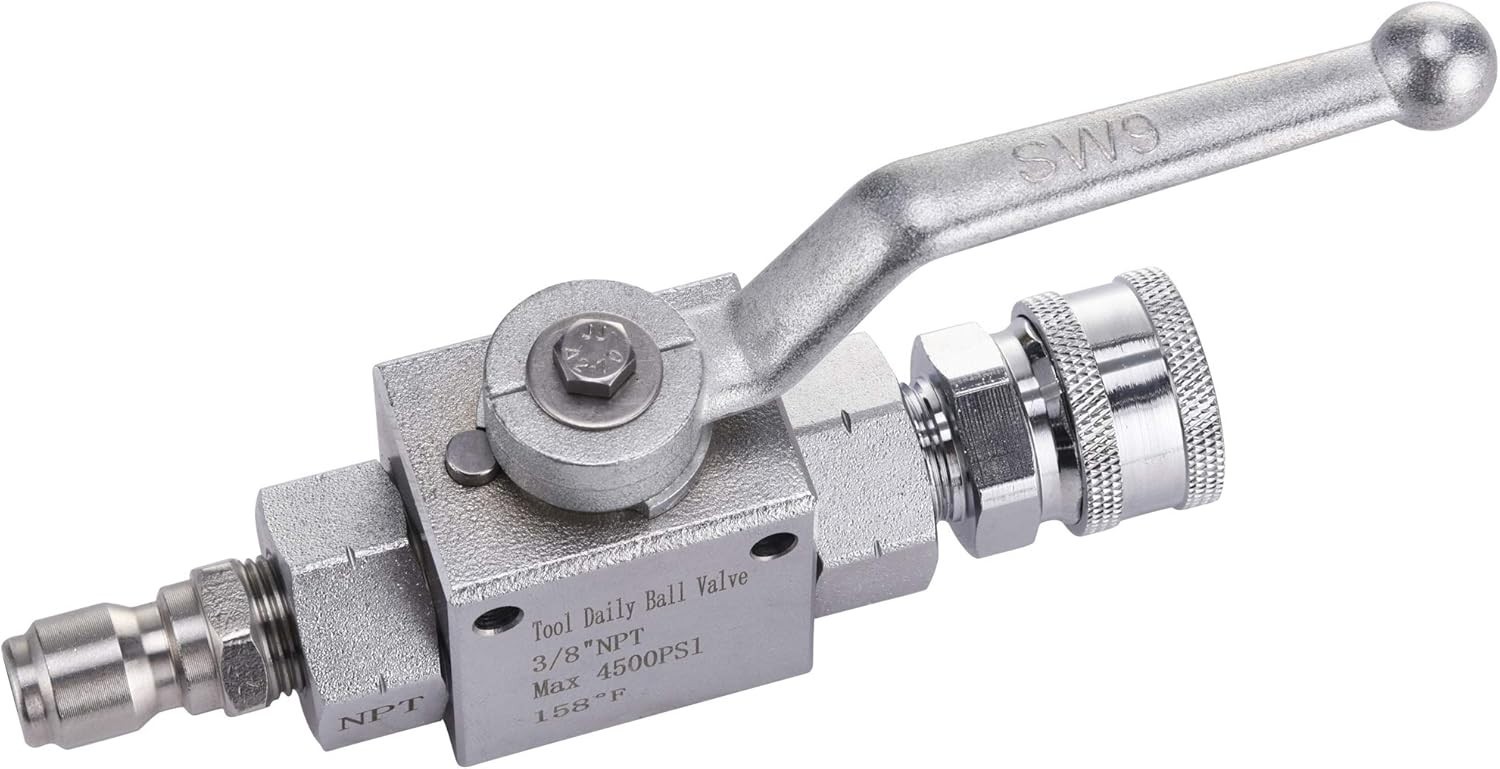 High Pressure Washer Ball Valve Kit 3/8″ Quick Connect 4500 PSI Stainless Steel