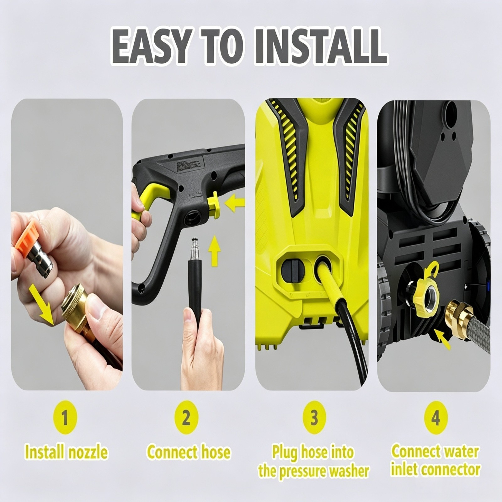 Pressure Washer 4200PSI 2.5GPM, Foam Cannon, Stainless Steel Lance, for Car
