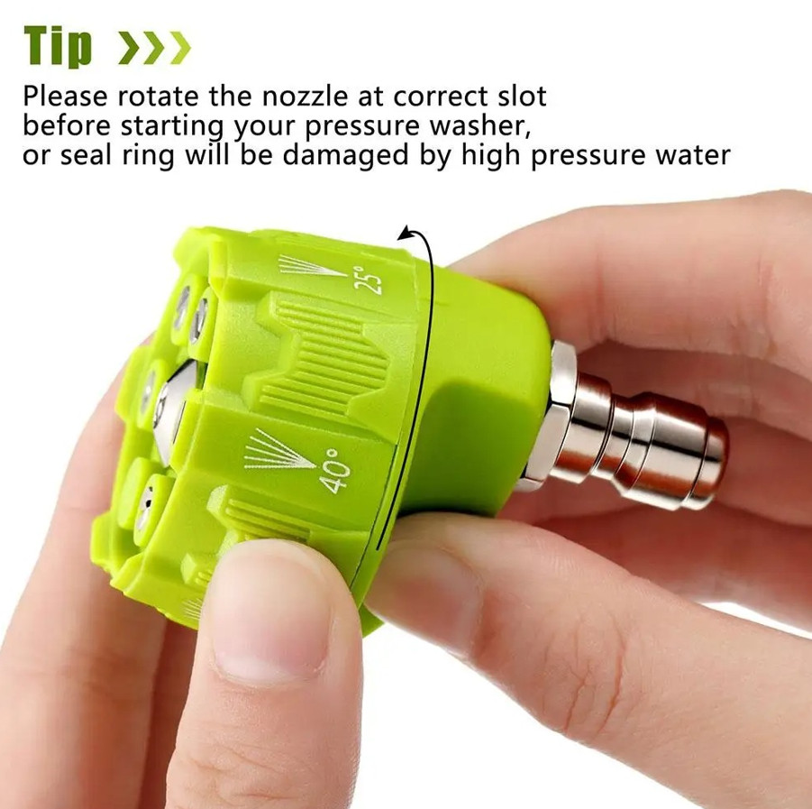 1pcs High Pressure Washer Nozzle 6-in-1 Adjustable Spray Tip 4000PSI – NEW