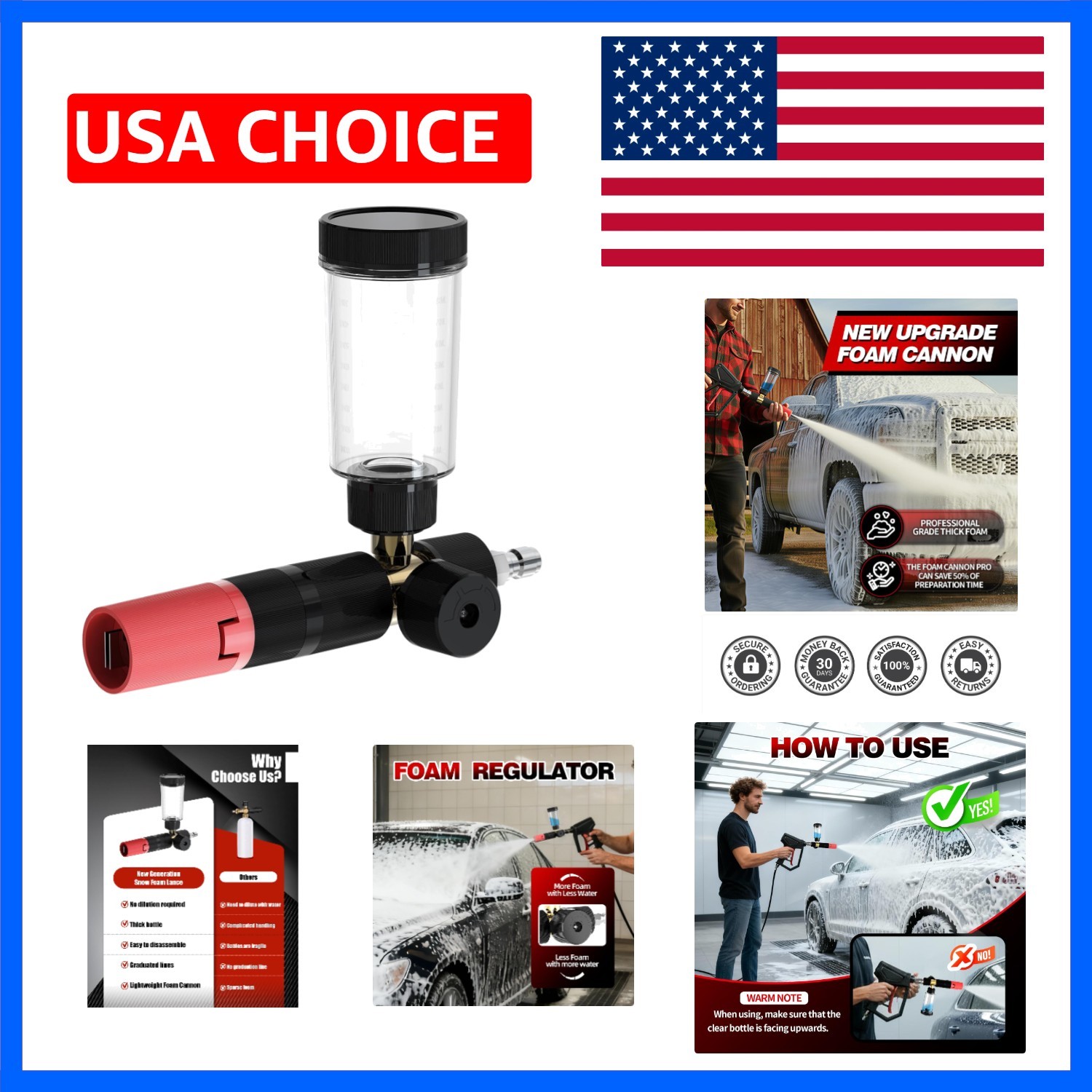 Foam Cannon for Pressure Washer with 1/4” Quick Connector | Car Wash Foam Ca…