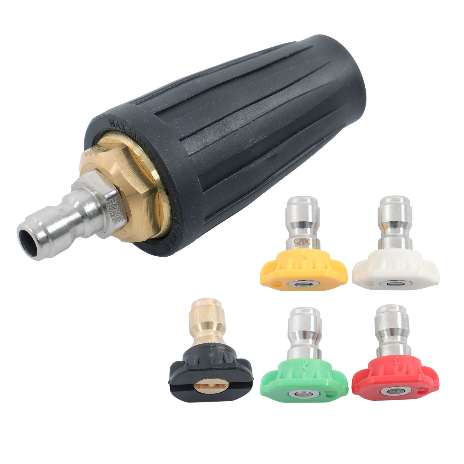 1/4 inch 3600 PSI Rotating High Pressure Turbine Nozzle Set with 5 Spray Nozzles
