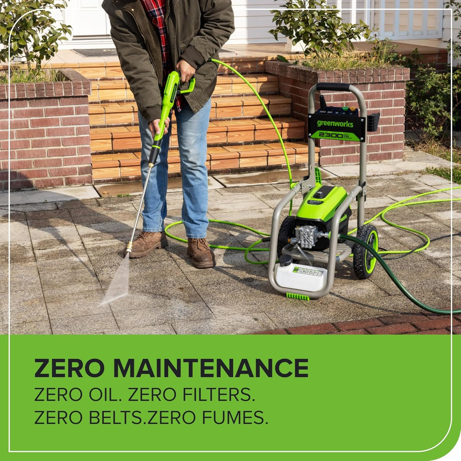 Pro Brushless 2300 PSI Electric Pressure Washer with Foldable Handles & 35 FT Co