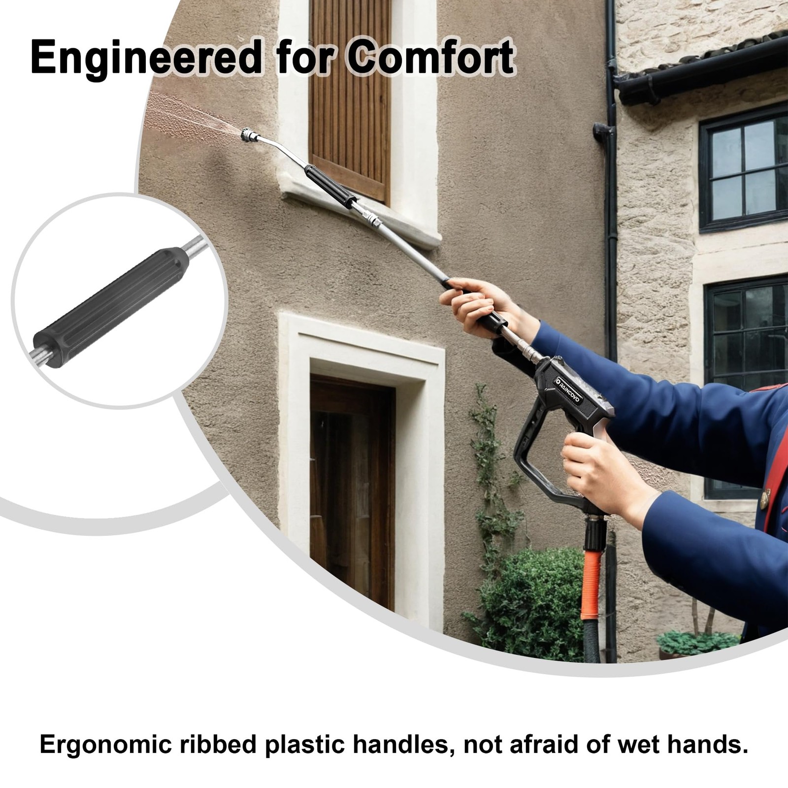 Raincovo Pressure Washer Extension Wand, AntiSlip Grip Power Washer Lance for…