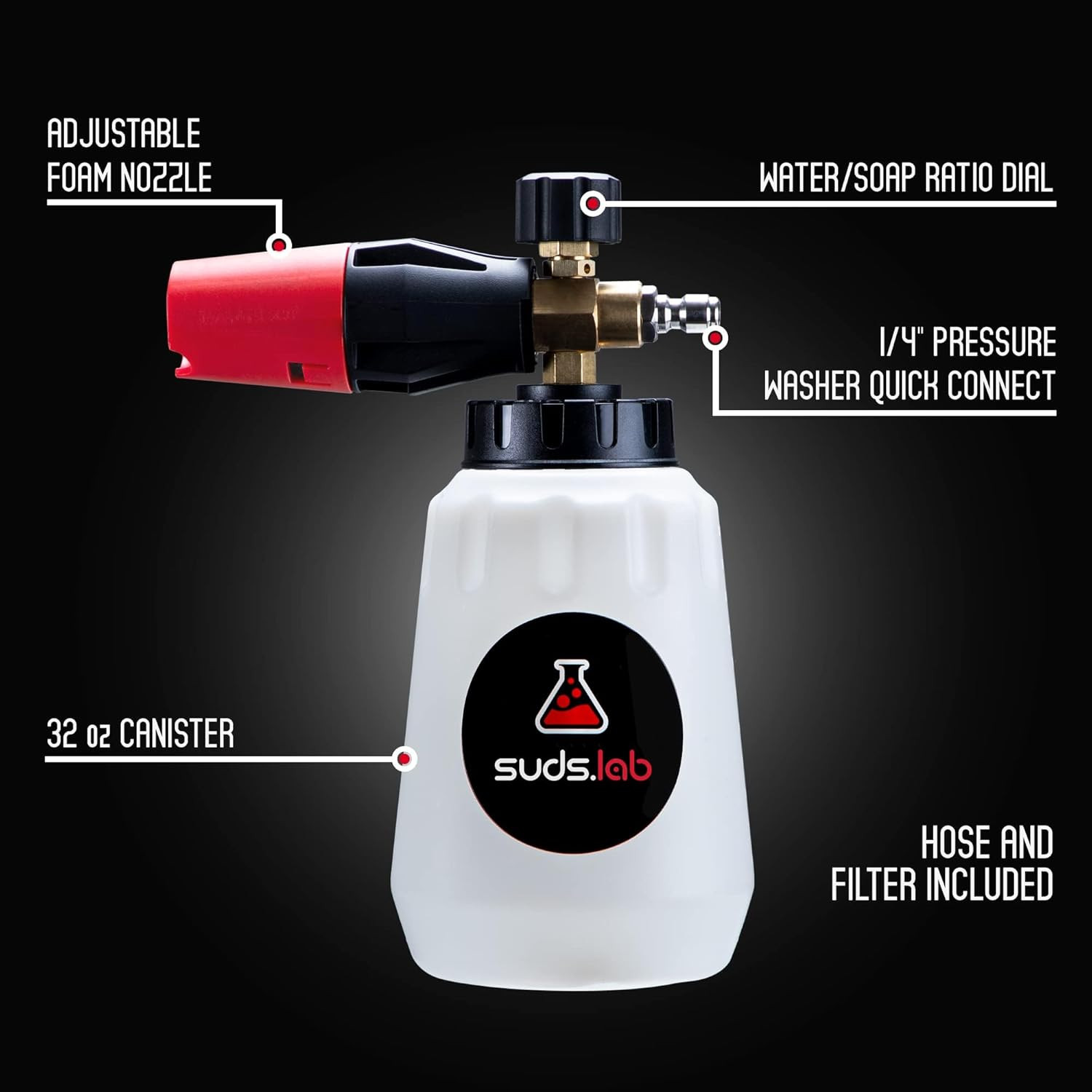 F1 Professional Foam Cannon 32 Oz Canister Adjustable Foam Nozzle Quick Connect