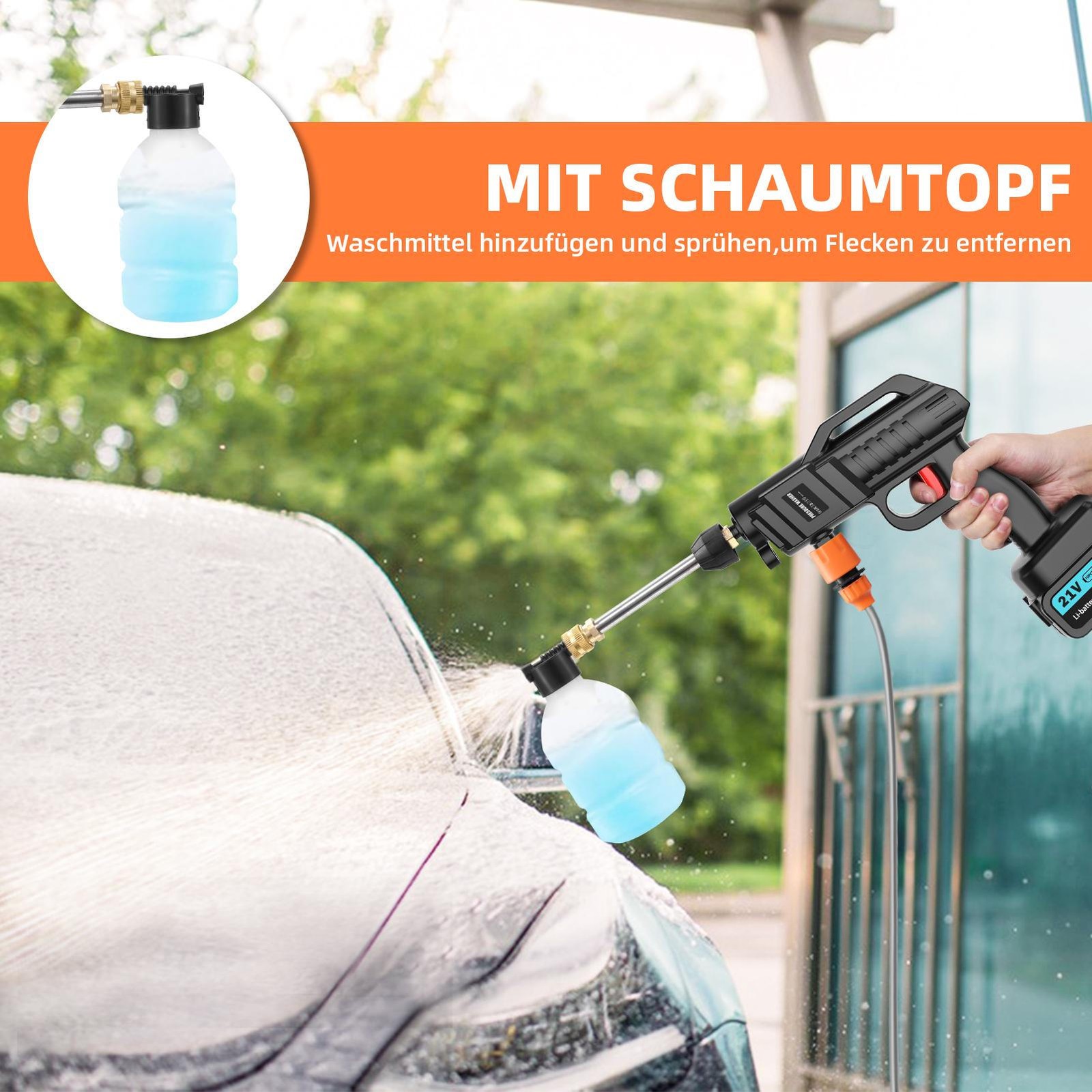 Portable Cordless Electric High Pressure Water Spray Gun Car Washer Cleaner Tool