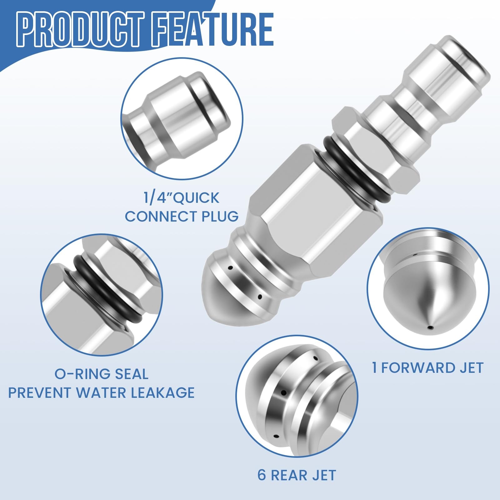 DALQUIS 2 Sets High Pressure Sewer Jetter Nozzle | Compact 5000 2Pcs, 1/4″