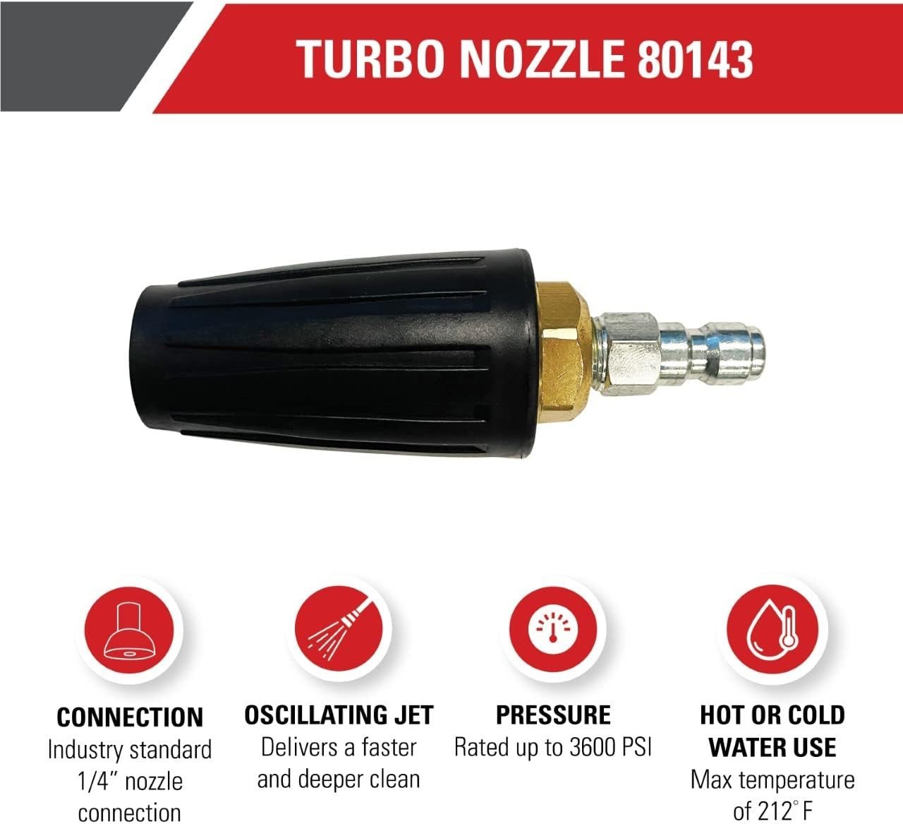 Heavy-Duty Turbo Nozzle, 3600 PSI, Quick Connect for Efficient Pressure Cleaning