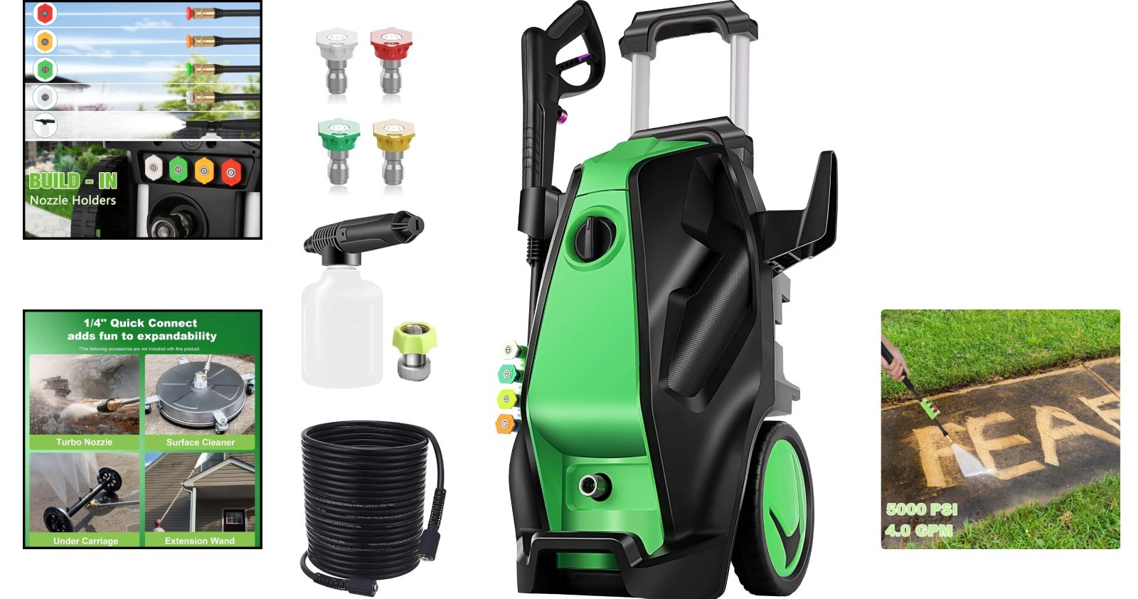 Compact Electric Pressure Washer 5000 PSI & 33 FT Hose – Ideal for Home Cleaning