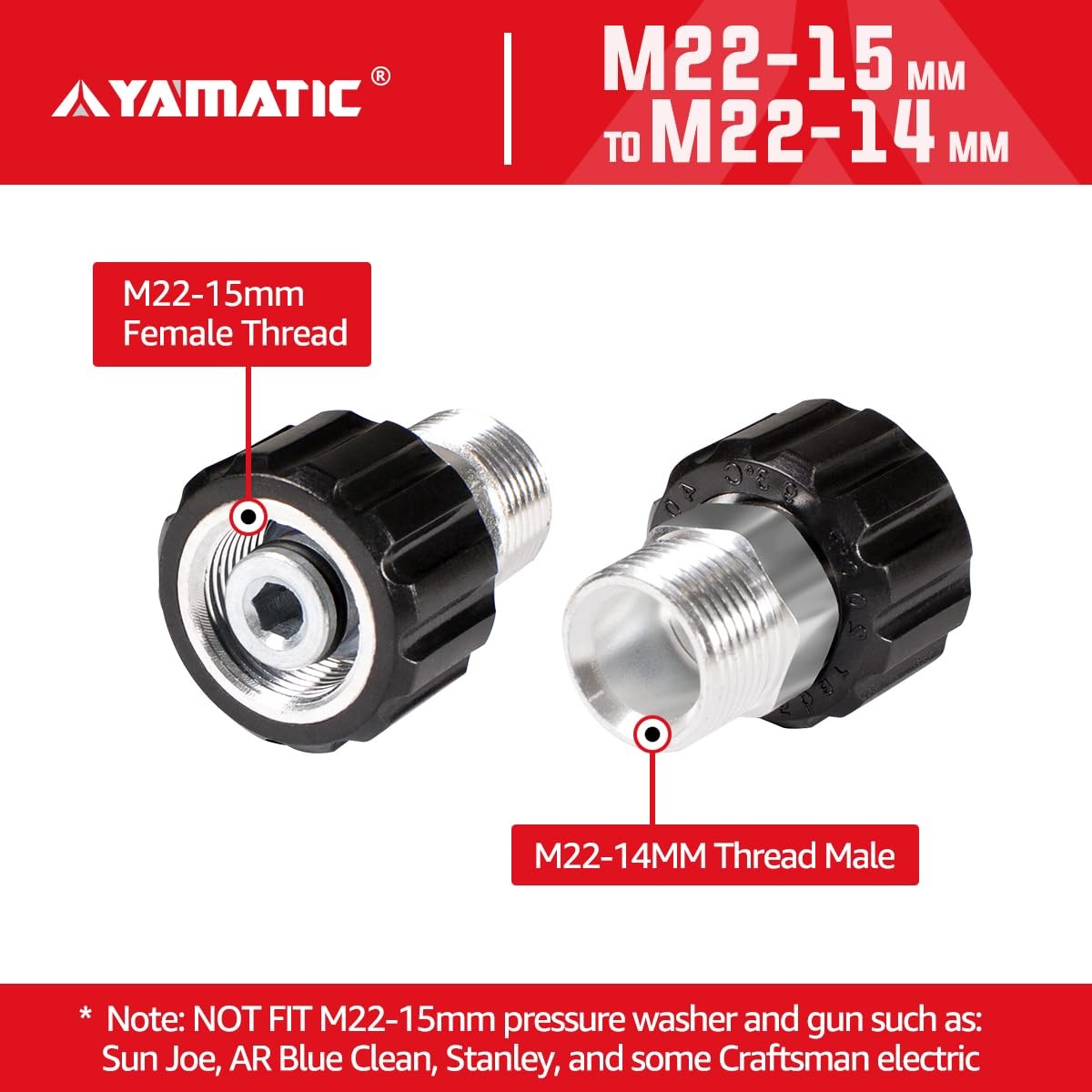 Metric M2214mm Male To M2215mm Female Pressure Washer Adapter Fitting 1 PCS