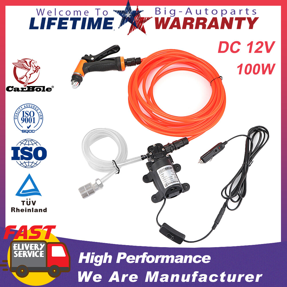 12V High Pressure Car Electric Washer Kit 160PSI Portable Self-Priming Wash Pump