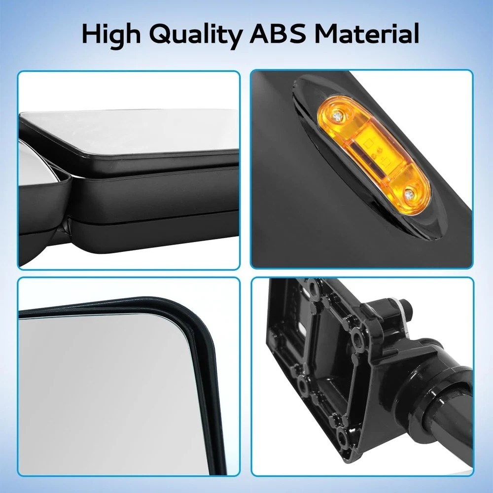 Black Door Mirror with Signal Light Power Heated Adjustable Mirrors Left Driv…