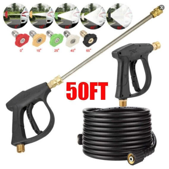 5800PSI High Pressure Car Power Washer Gun Spray Wand Lance Nozzle + Hose Kit