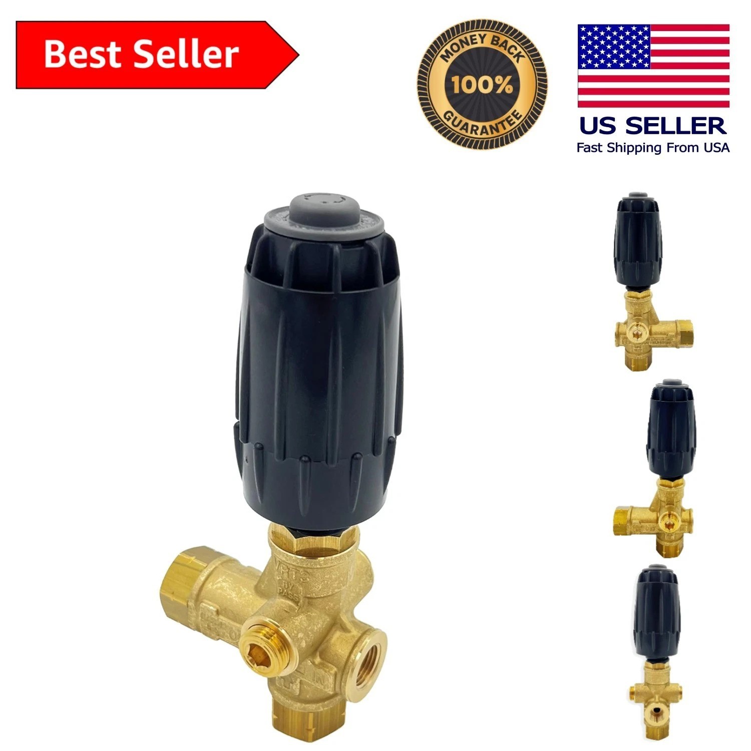High-Performance Brass Unloader Valve 4500 PSI, 10.5 GPM with Adjustment Knob