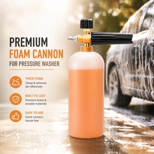 Car Wash Pressure Washer Jet Wash 1/4″ Quick Connector Adjustable Foam Cannon
