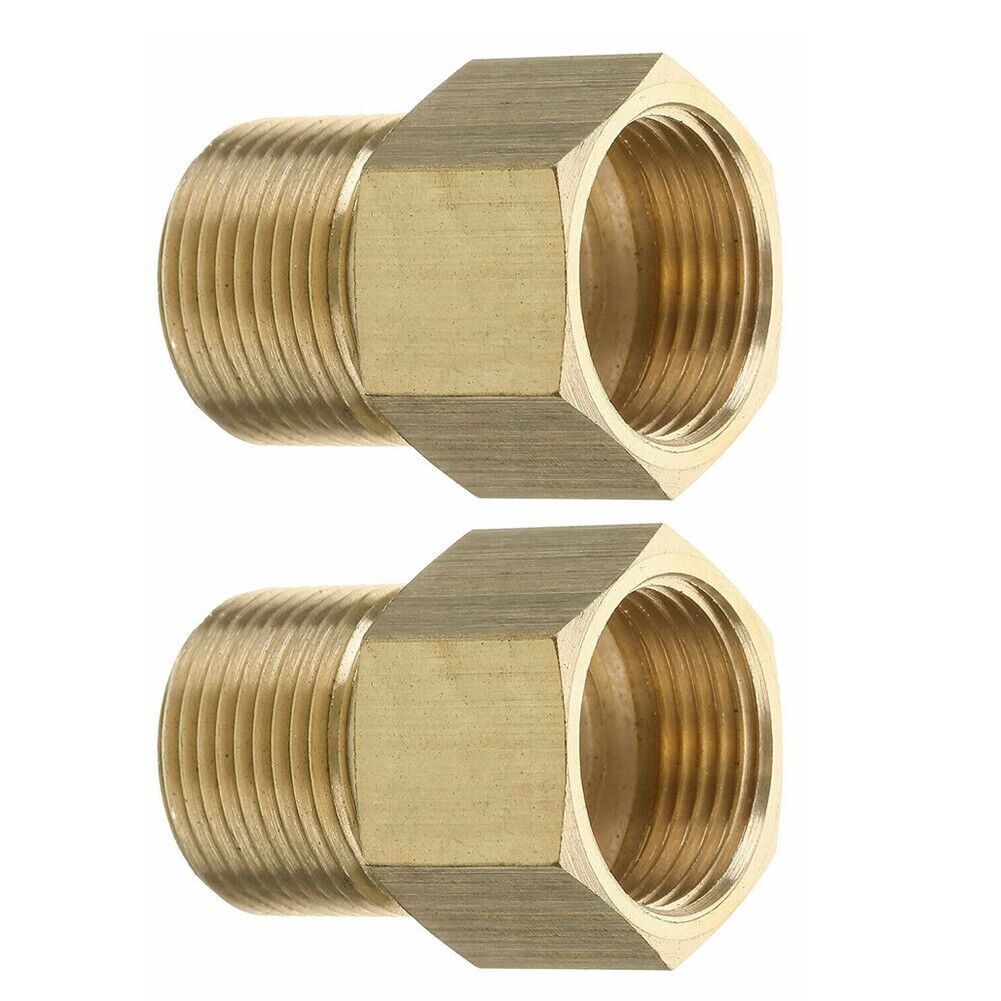 2x Brass Pressure Washer Metric M22 15mm Male Thread to M22 14mm Female Fitting