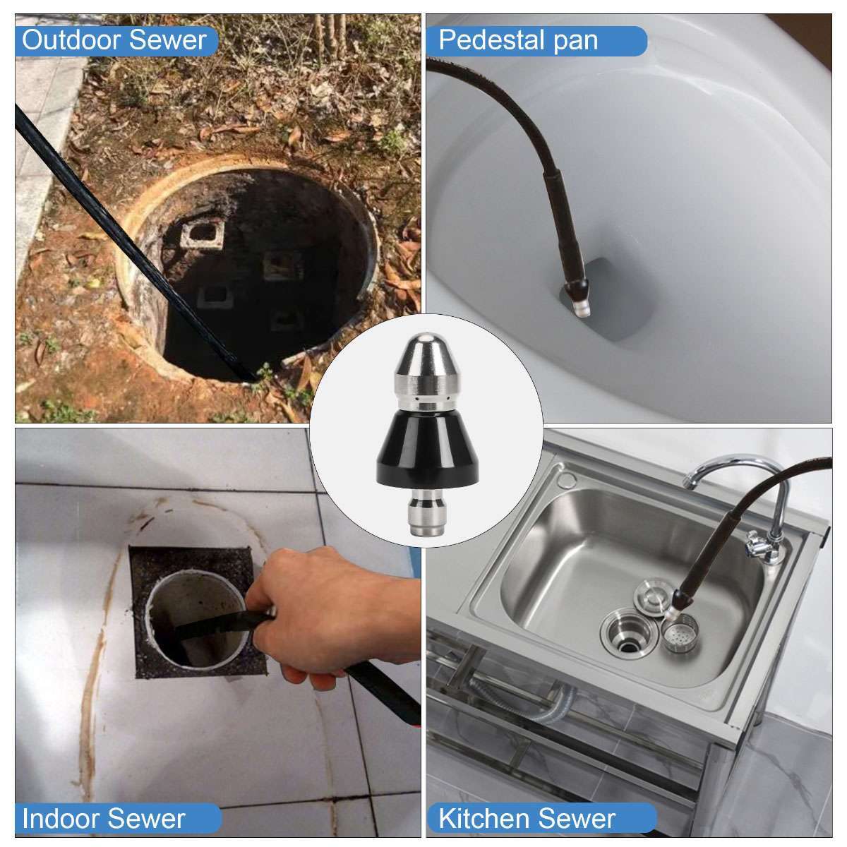 High Pressure 1/4 ” Washer Drain Sewer Cleaning Pipe Spray Nozzle Parts Cleaner