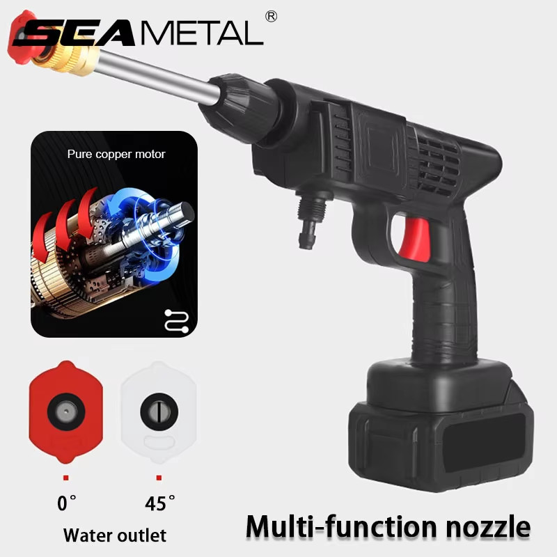140W 60Bar Wireless High Pressure Car Wash Gun 1200Mah Foam Generator Water Gun