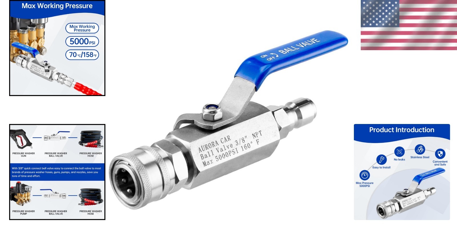 Pressure Washer Ball Valve, 3/8″ Quick Connect Shut Off Ball Valve for Power Wa