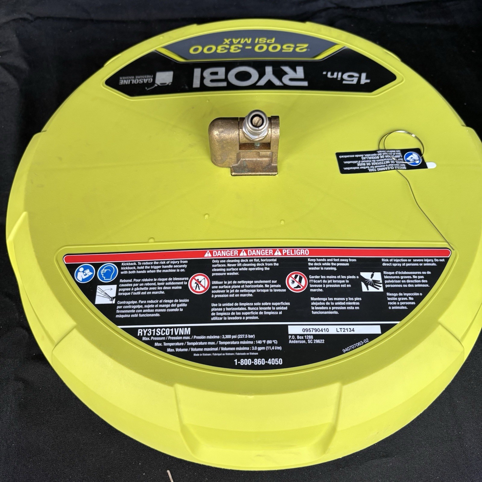 Ryobi RY31SC01 15 in. 3300 PSI Surface Cleaner for Gas Pressure Washer