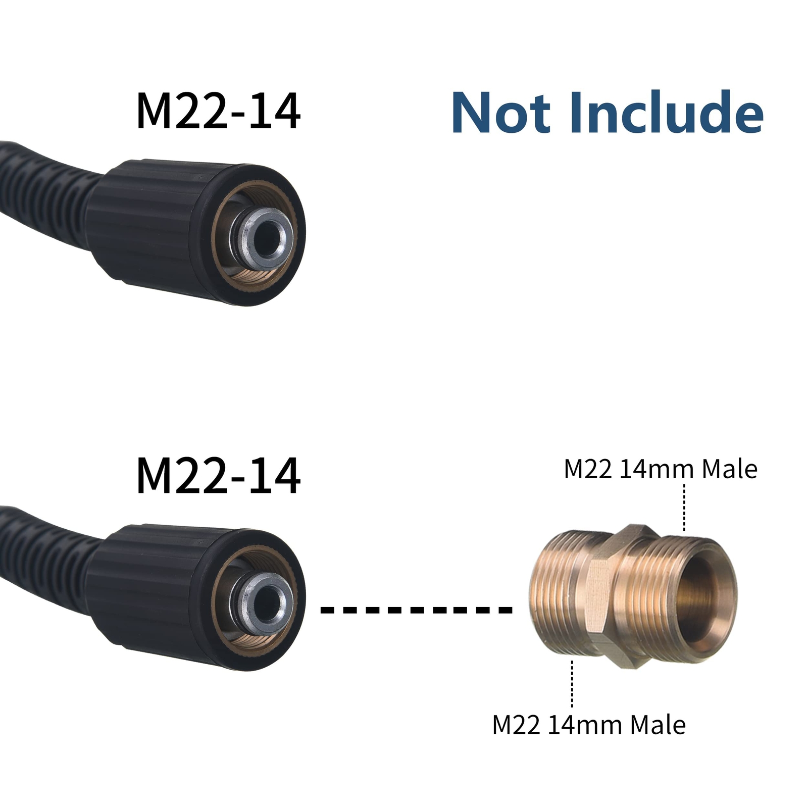 High Pressure Washer Hose 25 FT X 1/4 Inch 3600 PSI M22 14mm Power Washer Hos…