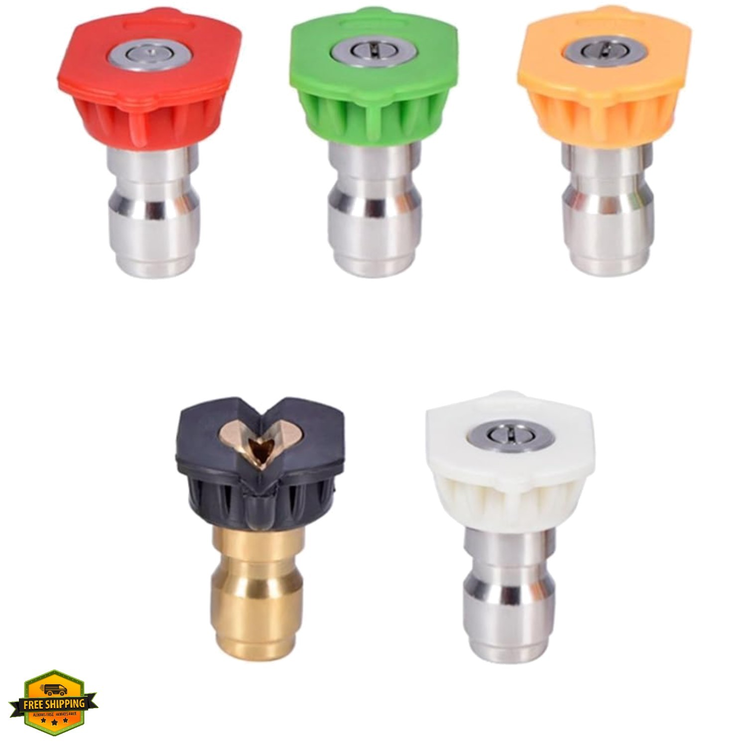 Pressure Washer Nozzle Tips Multiple Degrees, 1/4 INCH 2.5 GPM