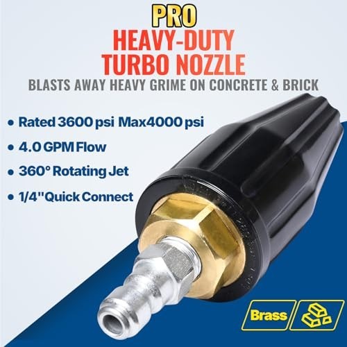 YAMATIC Pressure Washer Turbo Nozzle 3600 PSI 1/4″ Quick Connect 4.0 GPM